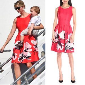 Ivanka Trump Red Shell Dress with Floral Print, Size18W Fair
